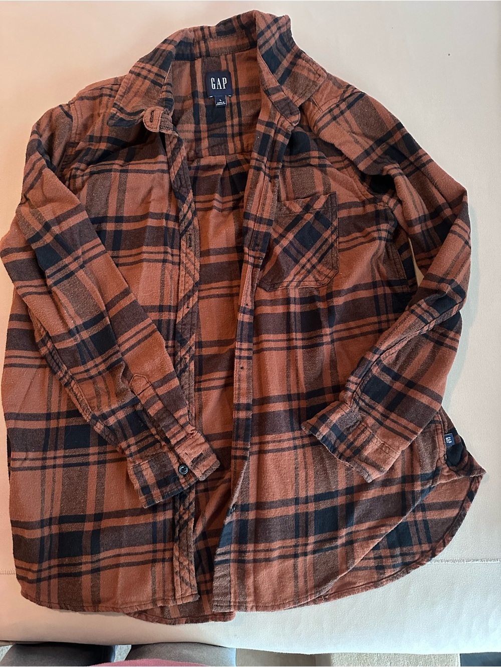 GAP Black and Rust Plaid Flannel Jacket